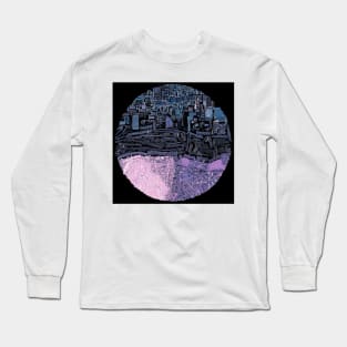 the dark city in genius loci ecopop pattern ecosystem art Long Sleeve T-Shirt